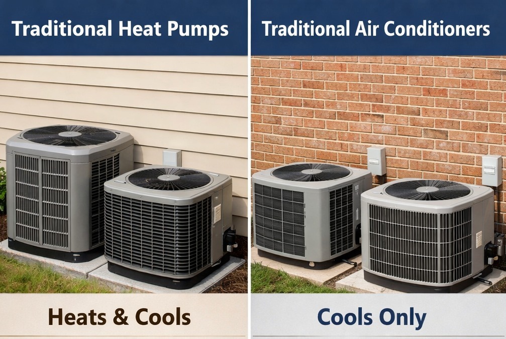 Compare heat pumps and traditional air conditioners