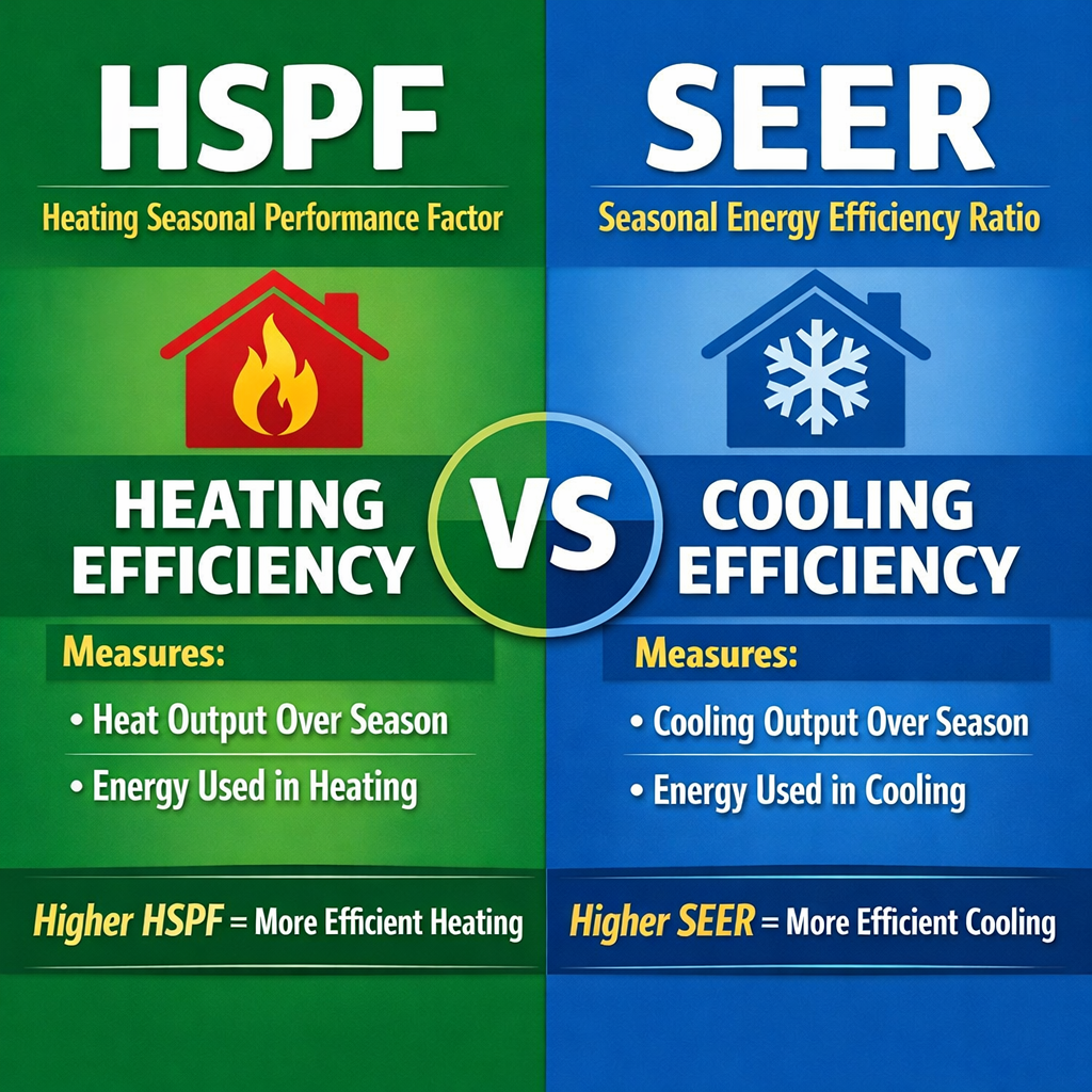 HSPF vs SEER heat pump ratings