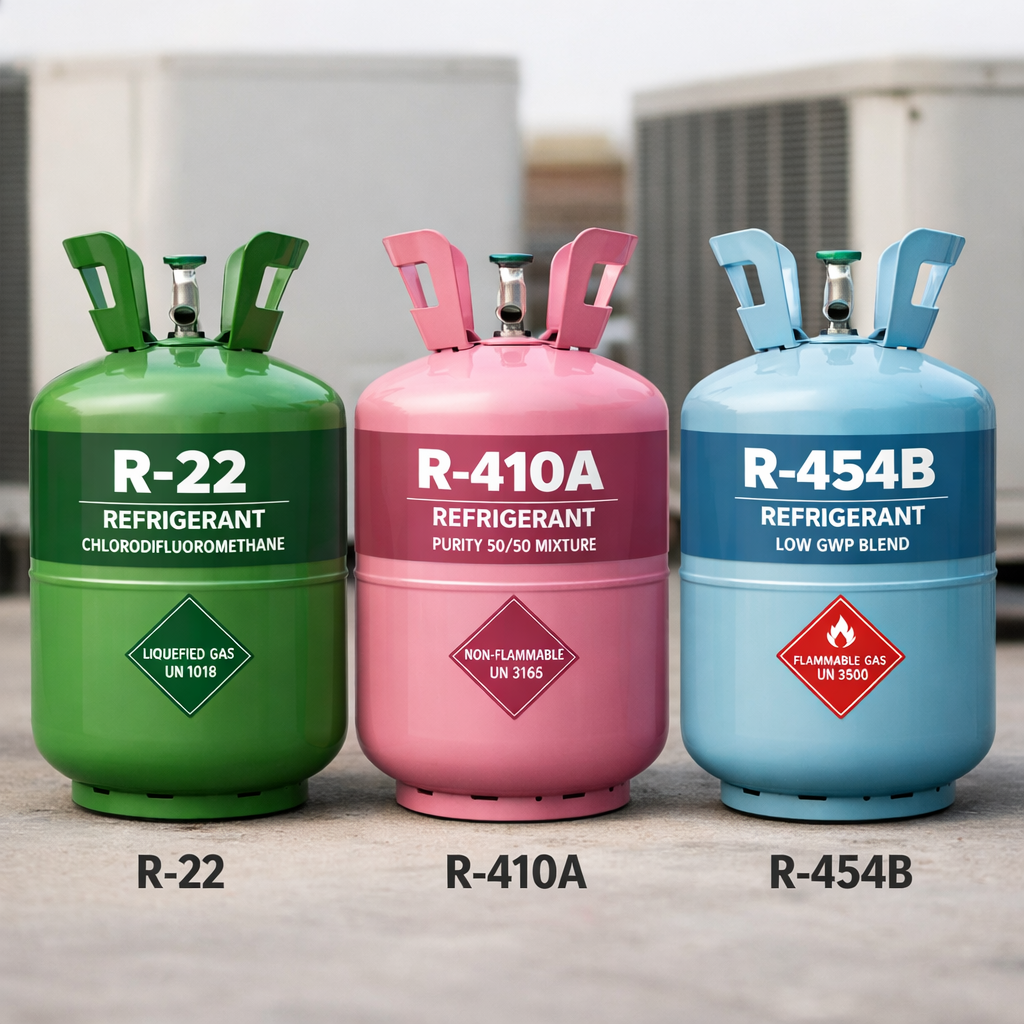 R-22 vs R-410A vs R-454B Refrigerant 