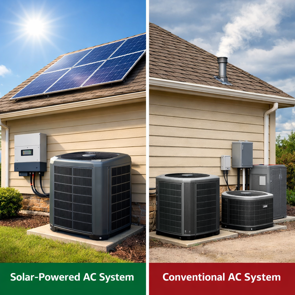 solar-powered and conventional AC systems