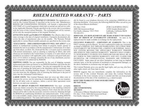 rheem warranty certificate pic